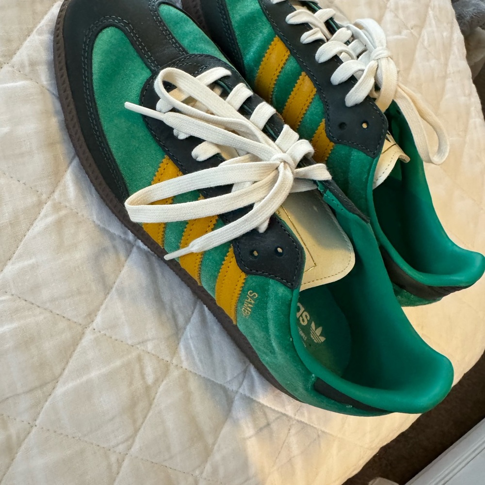adidas Samba  Green and Yellow Athletic Shoes